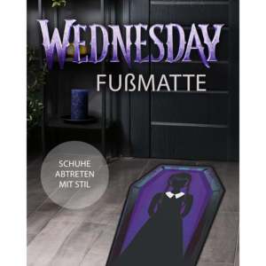 Felpudo moderno con diseño de Wednesday y motivo de ataúd en la parte oscura - Product Image 2