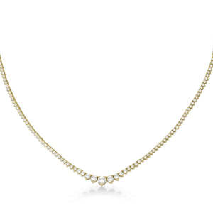 Collar de Tenis de Diamantes Graduados en Oro Amarillo de 14k, 5.25ct-a, una Pieza de Gema Deslumbrante - Product Image 1
