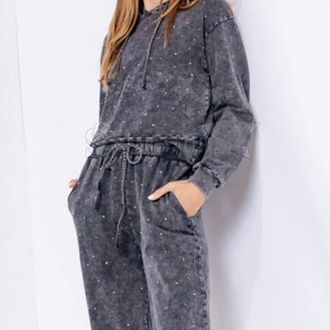 เสื้อฮู้ดกันหนาวมีสไตล์สำหรับผู้หญิงเสื้อฮู้ดแฟชั่นประดับพลอยเทียมทรงหลวมระบายอากาศได้ดีมีสไตล์ - Product Image 4