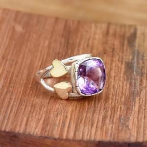 แหวนแฟชั่นพลอยอเมทิสต์สามดวงทำจากเงินสเตอร์ลิง - Product Image 4