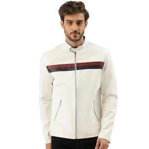Chaqueta de Cuero de Camuflaje para Hombre, Cuello Alto, Elegante, Ecológica, Transpirable, para Uso Casual, Color Blanco, para Clima Frío - Product Image 3