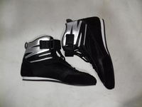 Baskets montantes noires et or en polyester métallisé pour hommes – Chaussures de mode
