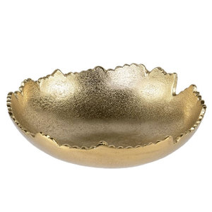 Cuenco de cobre antiguo de aluminio fundido de metal con bordes esculpidos - Product Image 3