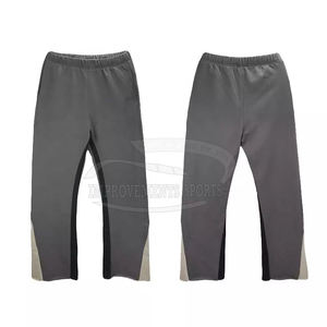 Pantalones acampanados informales para exteriores con logotipo personalizado para hombre, pantalones de chándal a rayas laterales negros, pretina elástica, retazos, rectos ligeros - Product Image 2