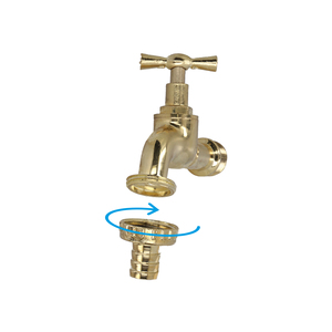 Rubinetto Curvo in Ottone Lucido con Raccordo 1/2 - Product Image 2