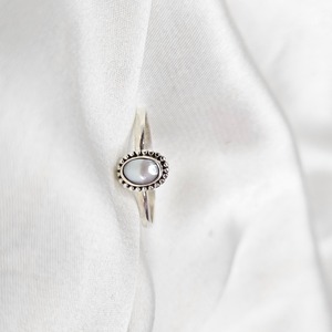 Bague ovale en argent avec pierre de perle bague en argent léger prix bon marché bague légère - Product Image 1