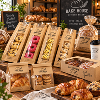 Sacs en papier personnalisés AT PACK pour boulangerie avec fenêtre |   Sacs à biscuits en kraft et emballages pour pâtisseries pour boulangeries, cafés et commerces à emporter