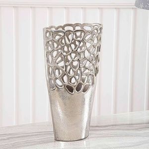 <b>Vintage</b> Aluminum <b>Vase</b> Traditional Decorative Home Accent Stylish Tabletop Indoor Outdoor Durable Timeless Design - Product Image 5