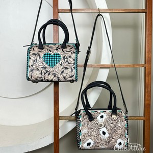 Sac Speedy Western en cuir véritable repoussé as de pique avec motif de dés sac polochon en cuir de vachette gravé floral sac à bandoulière vintage - Product Image 1