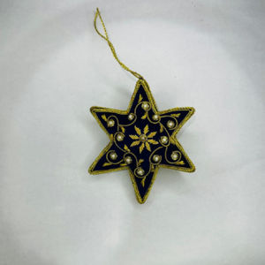 2024 nuevo diseño de la mejor calidad de la forma de estrella India Golden Zari bordado trabajo medias de Navidad adornos de Año Nuevo más populares - Product Image 3