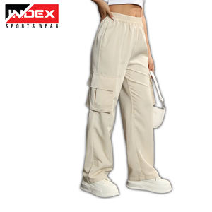 New Street Fashion Cargo Suelto Multi-Bolsillo Costura Cordón Cremallera Pantalones Cintura alta Cargo Pantalón Mujer - Product Image 4