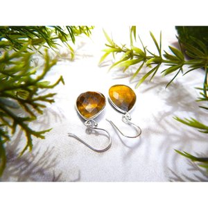 Pendientes minimalistas de ojo de tigre de Plata de Ley 925 hechos a mano joyería de piedras preciosas diarias regalo perfecto para ella - Product Image 2