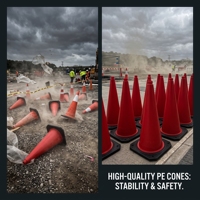 Cône de signalisation en HDPE de 30 pouces (75 cm), léger, durable, réfléchissant prismatique haute intensité, certifié CE, 4 kg, personnalisable, empilable