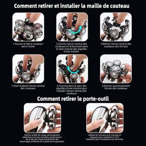 Kit de rasoir électrique pour homme 5-en-1 avec tête rotative, étanche IPX7, rechargeable, utilisation humide/sèche, tondeuse à nez et affichage LED - Product Image 4