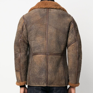 Vêtement d'extérieur en cuir vert olive sur mesure en gros avec col et ourlet en tricot côtelé, veste bomber en daim pour hommes - Product Image 2