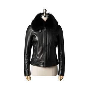 Chaqueta de cuero para mujer con logotipo personalizado, ropa de abrigo ajustada con estilo, abrigo clásico de cuero para mujer, ropa cómoda y duradera - Product Image 6