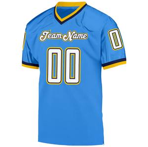 Camiseta de Fútbol Retro Azul Claro con Cuello en V para Hombre - 100% Poliéster, Nombre del Equipo Personalizable, Talla Grande, Corte Holgado - Product Image 1