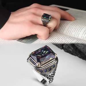 Turkish 925 Sterling Silver Men's <b>Ring</b> Ottoman Style Naturel Black Stone Handmade Fine Jewelry Azuris VALKH1338 - Product Image 3