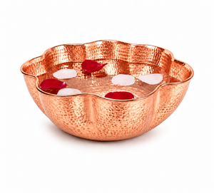 Bassin de pédicure NJ en cuivre martelé, forme lotus festonnée, avec fonction de massage par pétrissage, sans tuyauterie, pour salon - Product Image 1