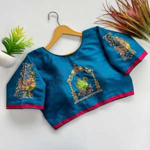 Fabricante y proveedor exclusivo de blusa de seda pura con estampado y trabajo manual de Surat a precio mayorista - Product Image 2