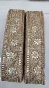 ที่กำหนดเองทำ1.5นิ้วความกว้างเครื่องปักด้วยเลื่อมเย็บปักถักร้อยและสีทองริบบิ้นและลูกไม้สำหรับชุดแต่งงาน - Product Image 3