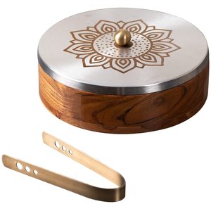 Casserole en bois de manguier tendance au design moderne avec couvercle en acier inoxydable et pince couleur argent gravure personnalisée vente directe en usine - Product Image 3