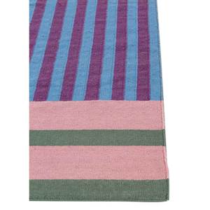 Tapis en laine rayé rose et violet style bohème grande surface Adwl-1282, 10 mm, en viscose, rectangulaire, pour couloir et chambre, tissage plat à carreaux pour la maison - Product Image 4