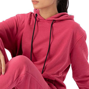 Sweat à Capuche Décontracté et Tricoté en Laine pour Femmes, Pantalon de Survêtement en Coton et Polyester, Survêtements 2 Pièces, OEM - Product Image 4