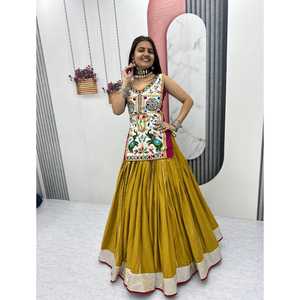 LANZANDO NUEVO FESTIVE WEAR LEHENGA CHOLI CON MOTEDO DE TELA DUPATTA CON TRABAJO GAMTHI PESADO CON TRABAJO DE ESPEJO REAL - Product Image 1