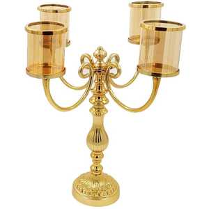 Portavelas de cristal con aspecto de madera y metal, portavelas de cena ligera, portavelas votivo de mesa personalizado, novedad - Product Image 2