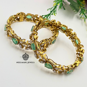 Green Polki Style Moissanite Bracelet & Bangle - Product Image 2