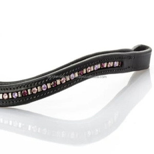 Banda de cuero para cejas de caballo con forma de onda y precio al por mayor, canal vacío, personalizada con cristales de marca de lujo, pedrería ostentosa - Product Image 1
