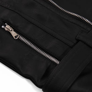 แจ็กเก็ตหนังวัวแท้สำหรับผู้ชายสีดำระบายอากาศได้ดีเป็นมิตรกับสิ่งแวดล้อมสำหรับฤดูหนาว - Product Image 5