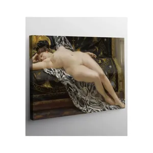 Fida Seignac Femme endormie sur un drapé à motifs, impression sur toile - Product Image 6