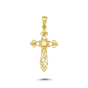 NEW Art Design Jesus <b>Cross</b> Charm Crucifix Necklace Real 14K Solid Gold <b>Cross</b> Necklace Turkish Fine Jewellery Christian Pendant - Product Image 2