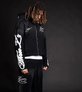 Ensemble sweat à capuche et pantalon brodés OEM survêtement deux pièces lavé à l'acide pour la mode décontractée - Product Image 4