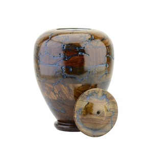 Fractal Burning Turn Resina de madera y cremación de palisandro para cenizas humanas Tapa roscada grande Cenizas funerarias para adultos - Product Image 1