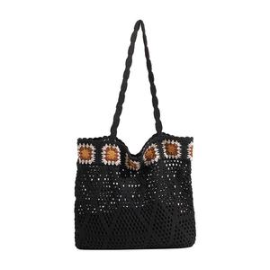 Bolso de hombro de punto hueco informal para mujer, de gran capacidad, sin forro, de tela, novedad 2025, ligero, para ocio y viajes, para todas las estaciones - Product Image 5