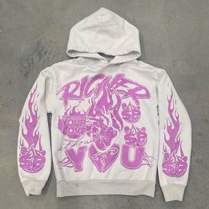 Sudadera con capucha Vintage de alta calidad para hombre, ropa de calle personalizada, algodón pesado, desteñido por el sol y lavado ácido con serigrafía - Product Image 2