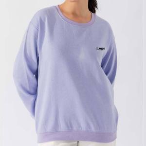 High Quality Women Sweatshirts <b>Drop</b> Shoulder Pullover Oversize Streetwear Customized Logo Printing Solid Sweatshirt for Women - Product Image 4