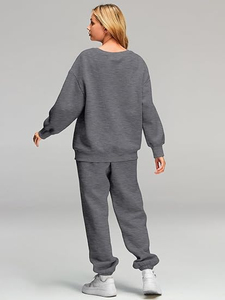 Logo personnalisé OEM de haute qualité 300G 100% coton polaire jogging pour femmes survêtement décontracté deux pièces ensemble de vêtements pour femmes de couleur unie - Product Image 6