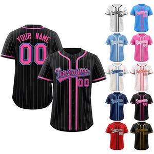 Chemise de baseball de haute qualité en gros broderie Club uniformes de baseball sublimés fabricant de maillots de baseball à fines rayures pour hommes - Product Image 1