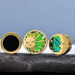 Mát người đàn ông đồ trang sức của mạ vàng thép không gỉ Đường Hầm Tai cắm <span class=keywords><strong>Inlay</strong></span> bào ngư vỏ - Product Image 6