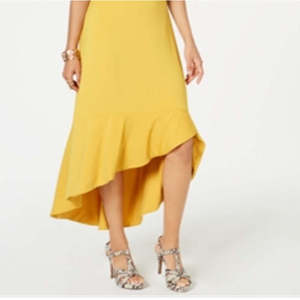 Abito lungo da donna Thalia Sodi, comodo, senza maniche, con volant, giallo, taglia grande, vita naturale, silhouette a tubino - Product Image 3