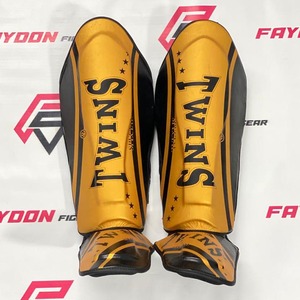 Équipement d'entraînement de kickboxing professionnel Twins Golden Design imprimé, protège-tibias MMA, logo personnalisé, protection personnalisée, sécurité des jambes - Product Image 1