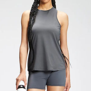 Camiseta ajustada personalizada con cuello redondo para mujer, camisetas sin mangas transpirables informales de estilo Vintage, camiseta sin mangas para gimnasio, Yoga, Fitness, servicio OEM - Product Image 6