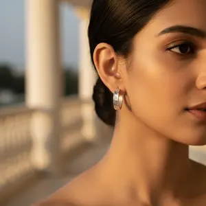 Pendientes de Aro Plateados para Mujer, Uso Diario, Modernos, Religiosos, con Diamantes Geométricos, Chapados en Rodio, Joyería de Oro Rosa - Product Image 2