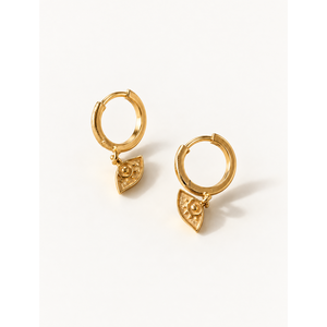 Evil Eye Drop <b>Huggie</b> <b>Earrings</b>-Fashion Statement Jewelry - Product Image 2