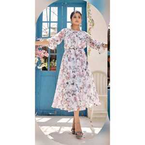 Qualité d'exportation indienne bon prix soutien occasionnel/tuniques longues en georgette pour adultes avec travail imprimé fournisseur indien - Product Image 1