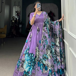 Robe en soie pakistanaise indienne pour adultes mariage et fête en coton et Georgette Kurti Kameez avec costume Dupatta Salwar - Product Image 1